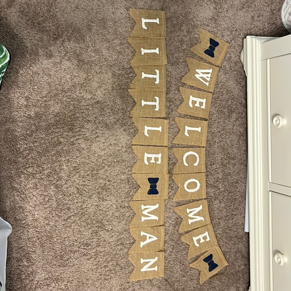 Baby Shower burlap banner, smoke free home